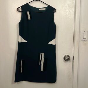 Green Graphic Tank Dress with Chiffon Details